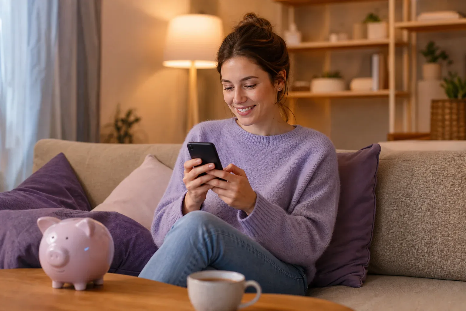 Checking first-home deposit savings on a phone